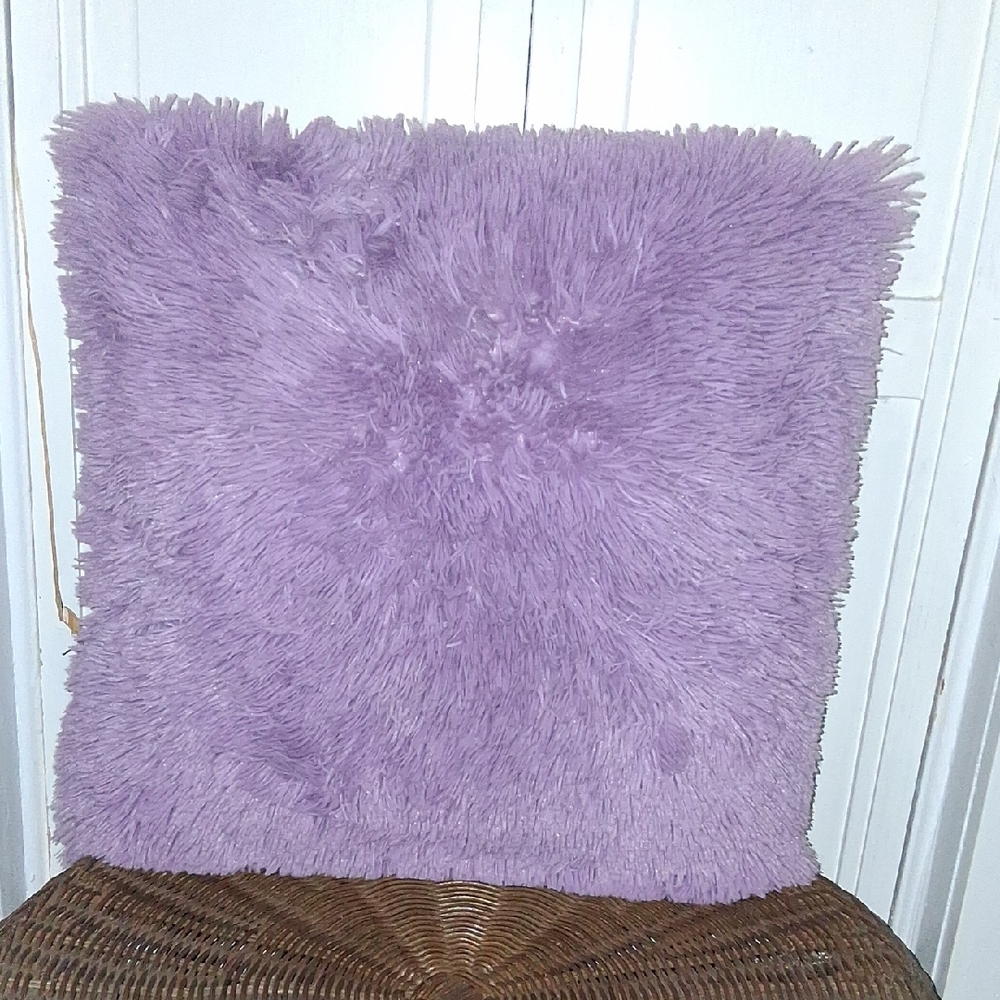 Lavender Shaggy Throw Pillow 17"